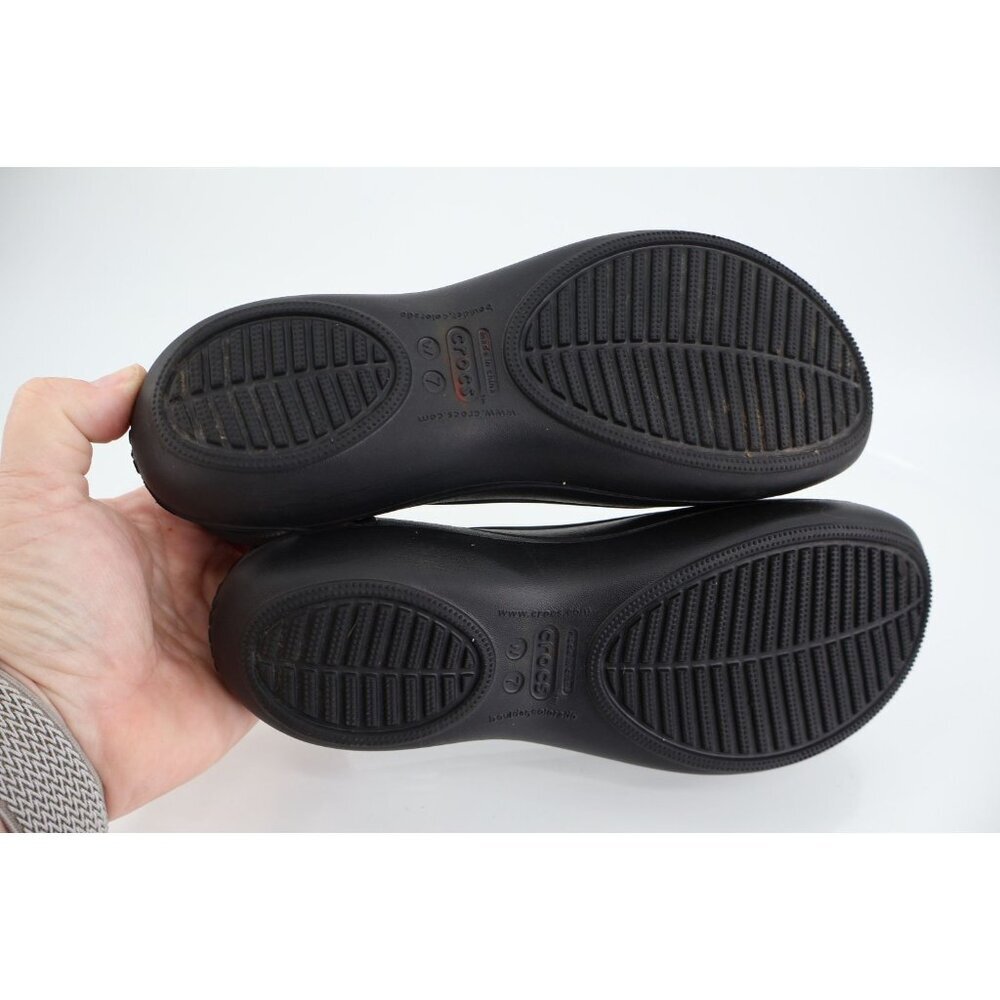 Crocs Kadee Women's Size 7 Black Rubber Ballet Flats Slip On Comfort Shoes - Picture 6 of 8